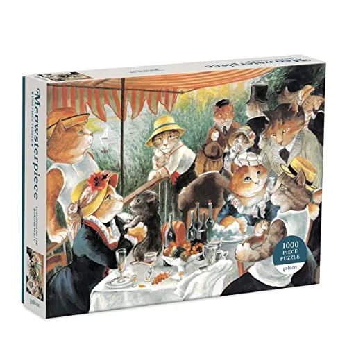 Galison 9780735367517 Luncheon of The Boating Party Meowsterpiece of Western Art 1000 Piece Puzzle
