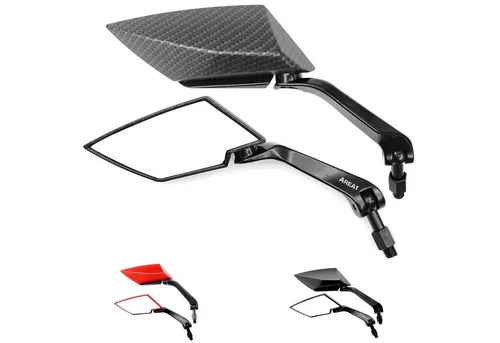 Area1 Motorradspiegel Set - Carbon Rückspiegel (rechts+links) - Motorradspiegel Set für optimale Sicht mit 5 Adaptern und stylischem Carbon-Design. Ideal für individuelle Anpassung an dein Bike!
