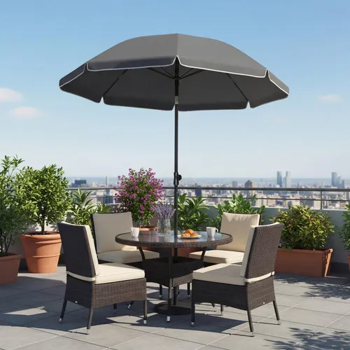 SONGMICS höhenverstellbarer Strandschirm mit UV-Schutz UPF 50+, grau