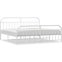 Robustes Bettgestell Metall Weiß 200x200 cm - Klassisches Bettgestell mit elegantem Design, robuster Metallkonstruktion und zusätzlichem Stauraum unter dem Bett für optimale Aufbewahrung.