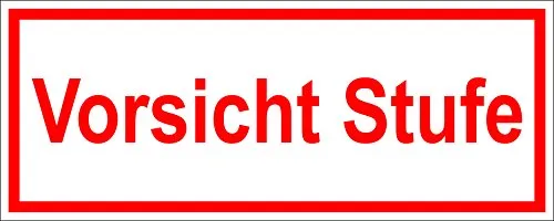 easydruck24de Aufkleber Vorsicht Stufe I 20 x 8 cm I weiss-rot I Achtung Vorsicht Warnung Stolpergefahr Sturzgefahr Hinweis auf Stufe I hin194