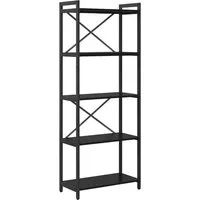 vidaXL Industrie Bücherregal Schwarz Eiche 60 x 30 x 153 cm - Regal im industriellen Design aus Holzwerkstoff und Stahl, mit verstellbaren Füßen für Stabilität und viel Stauraum für Bücher und Deko.