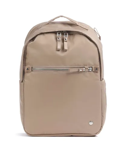 Pacsafe Rucksack beige 20463207 - Daypacks aus 13″ recyceltem Polyester, ideal für umweltbewusste Abenteuer und stylische Ausflüge.