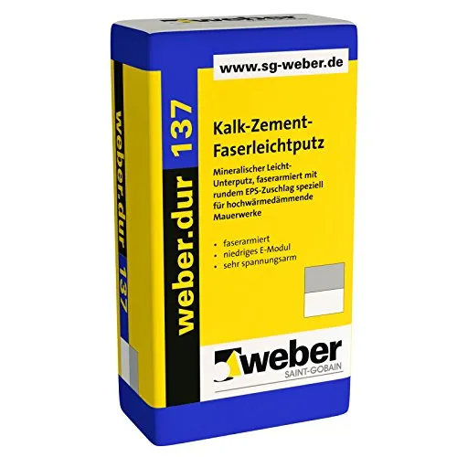 weber.dur 137 Faser-Leichtputz 30kg – Hochwärmedämmender Unterputz