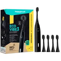 ECO VIBE 3 Starterkit All Black + 4 Refills - Elektrische Zahnbürste mit 3 Reinigungsstufen, 40.000 Pulsationen/Minute und 2-Minuten-Timer für optimale Mundpflege.