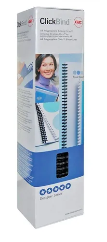 GBC Plastikbinderücken ClickBind DIN A4 16 mm schwarz 50 Stück - Praktische Plastikbinderücken für DIN A4, ideal für professionelle Präsentationen. Robuste Verarbeitung in Schwarz, 50 Stück pro Packung.