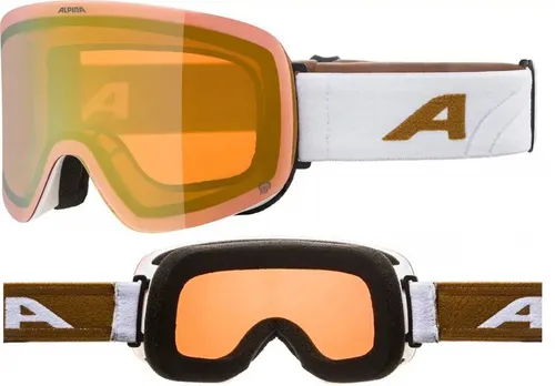Alpina Penken Q Snowboardbrille Quattroflex White Gold A7294 - Hochwertige Skibrille mit Quattroflex-Technologie für optimale Sicht und Kontrast. Ideal für Ski- und Snowboardfahrer, die Wert auf Stil und Funktion legen.