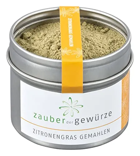 Zauber der Gewürze Zitronengras gemahlen - Zitronengras-Pulver, Lemongras, intensiver Zitrusgeschmack für die asiatische Küche, Frischekick für Fisch, Fleisch und Currys mit Kokosmilch, 35 g