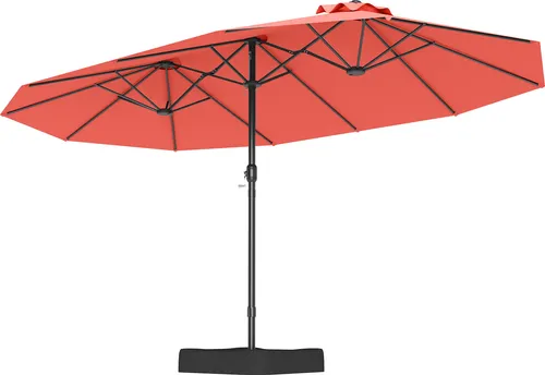 COSTWAY Doppelsonnenschirm UPF 50+ mit Ständer 443x263cm