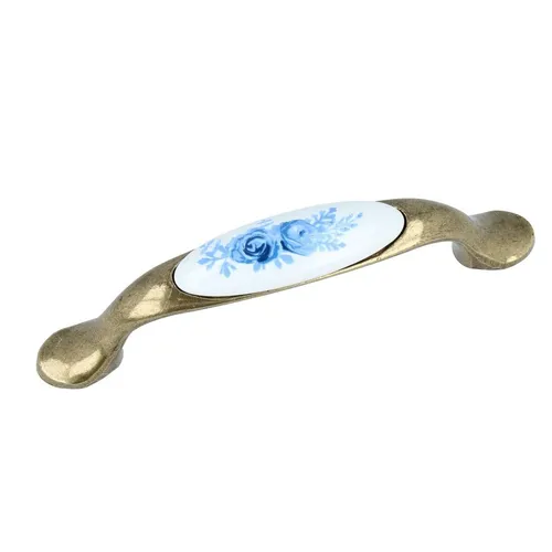 Schubaldengriff Küchengriff Messing antik Vintage Porzellan Lochabstand 96mm