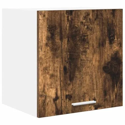 vidaXL Hängeschrank Riga Geräucherte Eiche und Weiß 40 x 31 x 40 cm, Geräumiger Stauraum, robuster Küchenregal, Moderne Wand-Organizer, Holzlösung für mehr Platz
