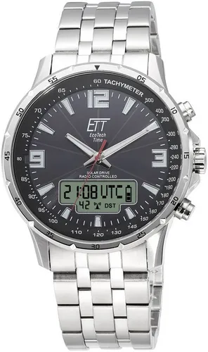 ETT Funkchronograph Professional EGS-11551-21M - Solar-Herrenuhr mit Stoppfunktion - Chronograph mit analog-digitaler Anzeige, Solar-Antrieb und Wasserdichtigkeit bis 10 bar. Ideal für aktive Männer, die eine zuverlässige Zeitmessung suchen.