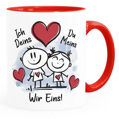 SpecialMe Tasse Kaffee-Tasse Liebe verliebte Strichmännchem Spruch Ich Deins Du Meins Herz Geschenk Valentinstag Jahrestag SpecialMe®, Keramik