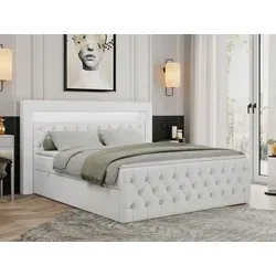 Boxspringbett 180x200 mit LED und Bettkasten in gold von MKS Meble