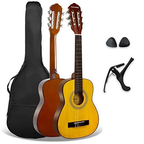 3rd Avenue XF 1/4 Flamencogitarren-Starterset in Junior-Größe für Kinder, Konzertgitarre mit Nylonsaiten, mit Gigbag, Kapodaster und Plektren – in Natur