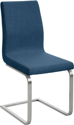 CLP Esszimmerstuhl Belfort Stoff Freischwinger - Moderner Schwingstuhl in Blau mit Ergonomischer Rückenlehne - Esszimmerstühle mit modernem Design & Freischwinger Komfort - Der Belfort bietet hohen Sitzkomfort dank ergonomischer Rückenlehne und robuster Edelstahlbasis, ideal für stilvolle Esszimmer.