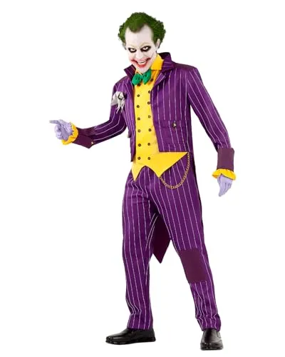 Funidelia Offizielles Joker Arkham City Kostüm für Herren, Joker Anzug für Erwachsene, Halloween- und Karnevalskostüme – Größe L