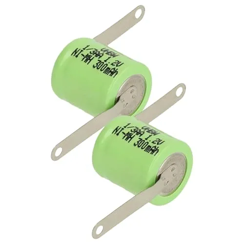 vhbw 2X NiMH Ersatz Knopfzellen-Akku Typ 1/3AA 300mAh 1,2V kompatibel mit Modellbau-Akkus, Solar-Leuchten UVM.