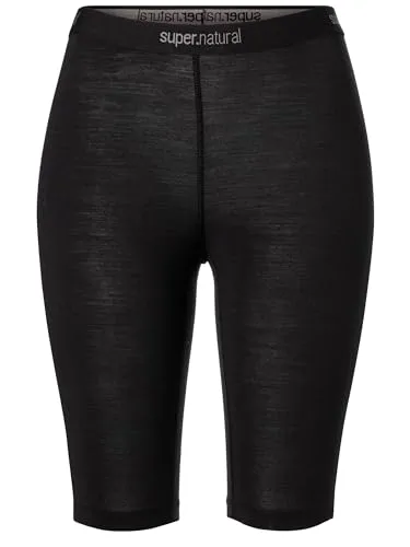super.natural W TUNDRA175 Short Tight Schwarz L - Temperaturregulierende Merino Funktionswäsche, Damen Unterwäsche ideal beim Wandern, Skifahren & Fahrradfahren