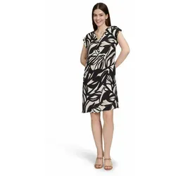 Betty & Co Damen Casual-Kleid mit Print 40, Black/Nature - Freizeitkleider für Damen, lässiger Schnitt mit V-Ausschnitt und modischem Druck für einen trendigen Look.