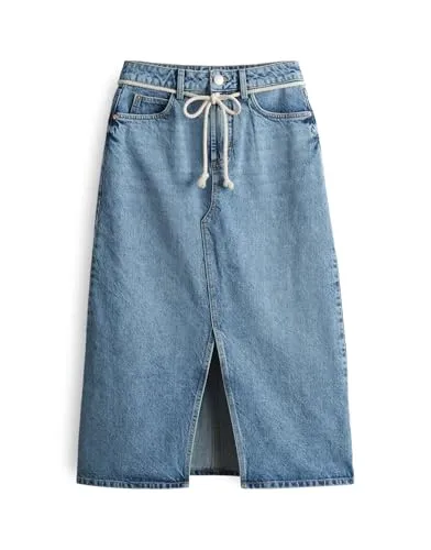 OPUS Damen Midirock RINSO Casual | Jeansrock aus BCI Cotton in Provence Blue, 36 - Röcke für Damen, zeitloser Jeansrock mit lockerer Passform aus hochwertigem BCI Cotton für höchsten Tragekomfort und vielseitige Kombinationsmöglichkeiten.