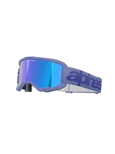 Alpinestars Vision 5 Wordmark Crossbrille - Grau/Lila Blau-Verspiegelt - Sportbrillen mit außergewöhnlicher Passform und Anti-Fog-Glas, ideal für alle Leistungsstufen und perfekter Luftzirkulation dank RAM-AIR-Belüftungssystem.