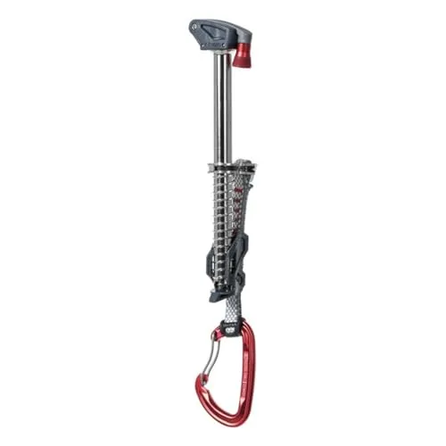 Salewa Schnell-Eisschraube Rot 190 mm - Eiswerkzeuge mit ergonomischem Kopf für 50% schnelleres Setzen, ideal für Kletterer. Integrierte Express-Schlinge und kompakte Bauweise sorgen für Ordnung am Gurt.