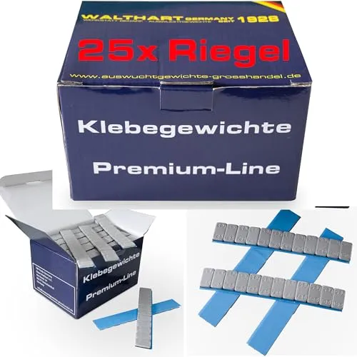 Walthart Germany seit 1928 Auswuchtgewichte 25x Grau Felgensilber 12x5g I Klebegewichte Stahlgewichte Kleberiegel 60g mit ABRISSKANTE I verzinkt & kunststoffbeschichtet 1,5Kg