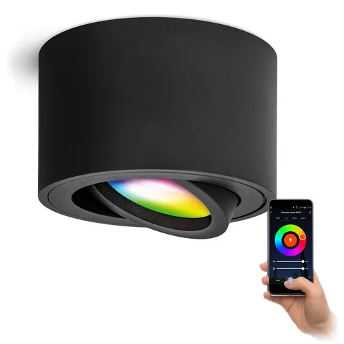 SMOL Schwenkbare Aufbauleuchte in Schwarz Matt mit Smart LED Modul