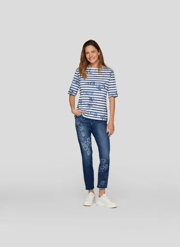 Rabe T-Shirt Gedruckter Ringel in Dunkelblau für Damen - Maritimes T-Shirt für Damen aus 100% Baumwolle, mit stylischem Ringeldruck und bequemer, gerader Passform – perfekt für den Alltag.