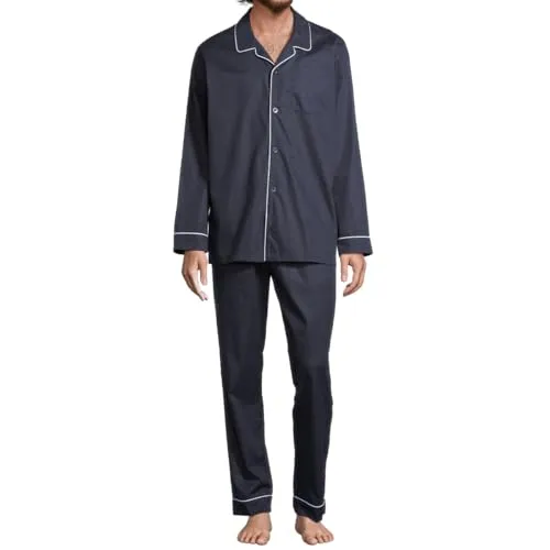 Seidensticker Web Pyjama Dunkelblau - Hochwertiger Schlafanzug aus 100% Baumwolle für Herren, mit atmungsaktiver Webware und komfortablem Knopfleisten-Oberteil — ideal für stilvolle Loungewear und angenehme Nächte.