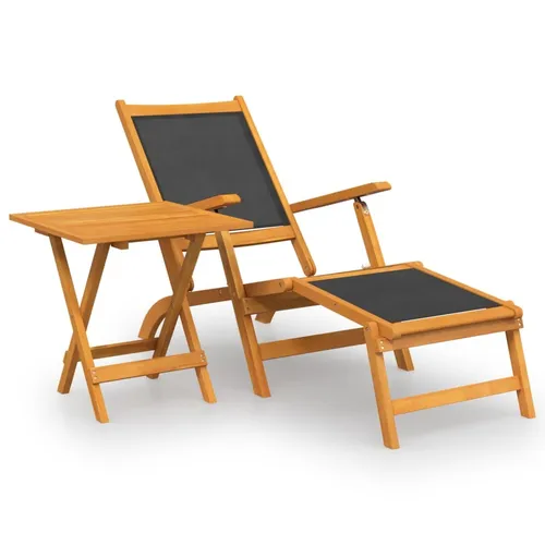 vidaXL Gartenliege mit Tisch – Massivholz & Textilene - Gartenstühle aus Akazienholz für stilvolles Entspannen im Freien, robust und wetterbeständig.