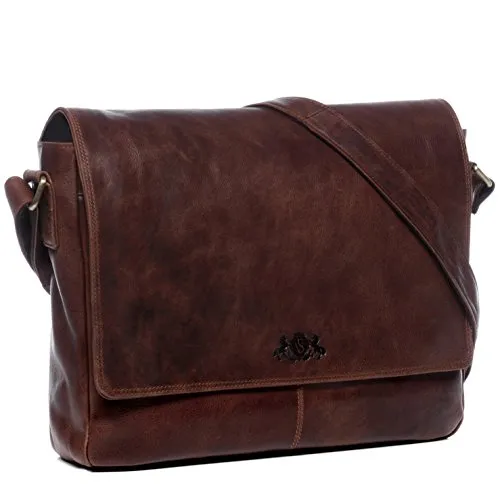 SID & VAIN Messenger Bag SPENCER groß - 15 Zoll Laptop-Tasche aus echtem Leder - Hochwertige Messenger Bag aus echtem Leder, ideal für Büro und Freizeit. Zeitloses Design und perfekte Verarbeitung machen sie zum vielseitigen Begleiter für Herren und Damen.