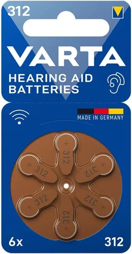 Varta Hearing Aid Batterie 312 PR41 - Premium Hörgerätebatterie, bis zu 60 Stunden Laufzeit und ideal für klare Kommunikation