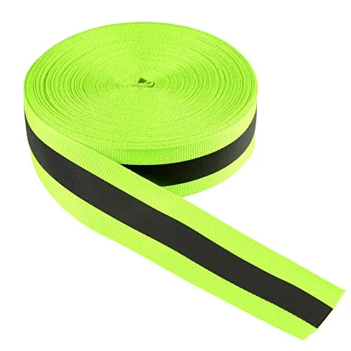 LLPT Reflektierendes Band zum Aufnähen,2,54cm x 15m Nylon Silber fluoreszierendes Reflektorband, Sicherheit Reflexband Leuchtband zum Annähen, Grün (RRG150)