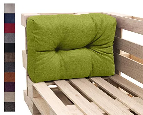 sunnypillow Palettenkissen für Gartenmöbel - Rückenkissen 65 x 40 cm - Rückenpolster für Bett und Sofa - Palettenpolster für Palettenmöbel - Gesteppte Gartenkissen - Rückenlehne, Seitenkissen Grün