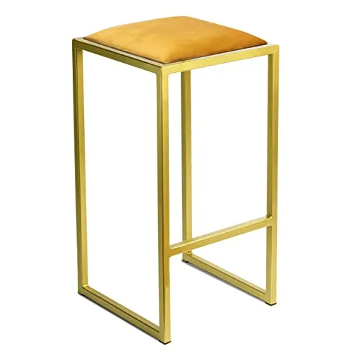 FERRO modern design Barhocker Gold ohne Lehne 64 cm - Metall Barstuhl mit Gepolstertem Sitz - Loft Style