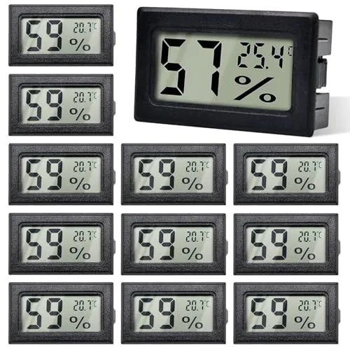 Stück Lcd Digital Thermometer Hygrometer, Thermometer Innen, Hygrometer Innen Lcd, Luftfeuchtigkeitsmesser, Mini Hygrometerm, Mini Thermometer Für Erde Und Kühlschrank 12