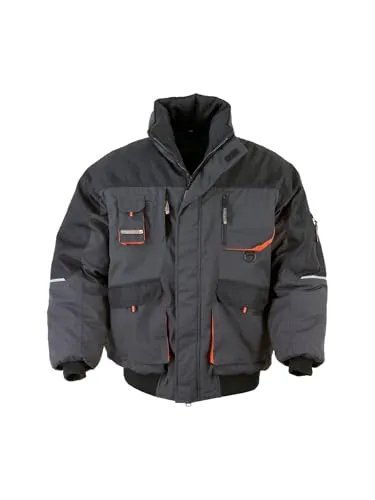 Terratrend Job 4629-L-1064 Herren Pilotenjacke Größe L - Schwarz/Anthrazit - Arbeitsjacke mit reflektierenden 3M Streifen für optimale Sichtbarkeit, ideal für den Einsatz in der Dämmerung oder bei schlechten Lichtverhältnissen.