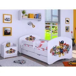 BDW Kinderbett Super Hunde, Babybett Kinderzimmer, Weiß (Motiv 3), 140 x 70 cm