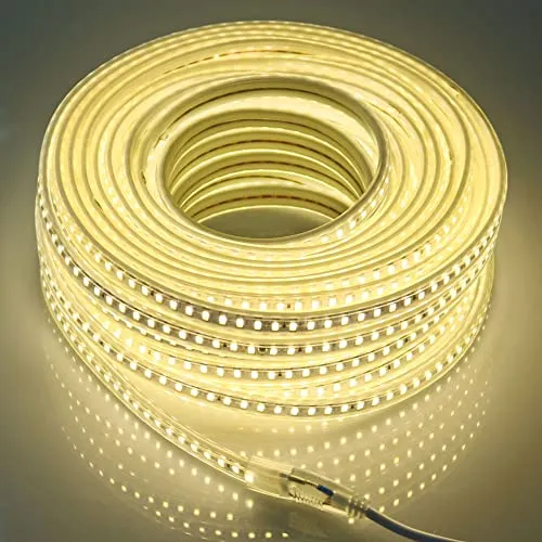 pcning IP67 LED Streifen 25m 230V 5730 120 LED/m Weiss 4000K Strip mit EU Stecker Outdoor Indoor Band 230 Volt (Weiß, 25.00)