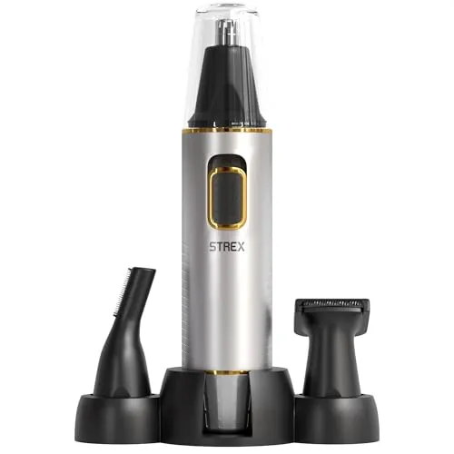 Strex 3 In 1 Nasenhaartrimmer Set - Wiederaufladbar & Waschbar - Nasentrimmer/Ohrentrimmer/Augenbrauentrimmer/Barttrimmer - Männer & Frauen