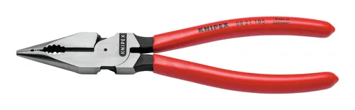 Knipex 08 21 185 Werkstatt Kombizange 185mm - Zangen für präzise Installations- und Reparaturarbeiten, handlich mit schlanker Kopfform für schwer zugängliche Bereiche. Hochübersetztes Kraftgelenk für leichtes Schneiden, langlebig und vielseitig.