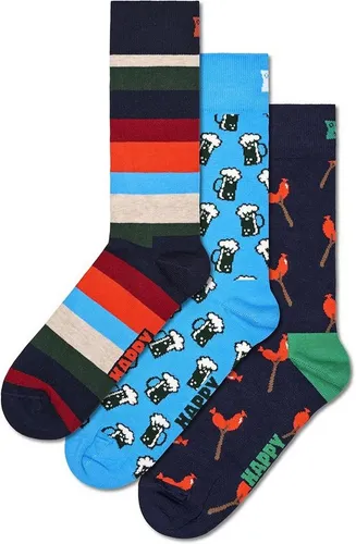 Happy Socks Wurst And Beer Gift Set Marine - Herrensocken Geschenkset mit humorvollem Wurst- und Bierdesign, aus weicher Baumwolle für optimalen Komfort und perfekt zum Verschenken.
