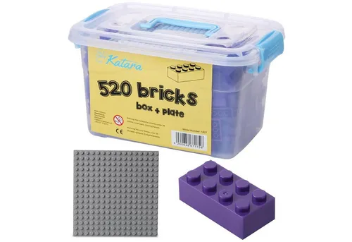 Katara Bausteine Box-Set mit 520 Steinen + Platte + Box Konstruktionsspielsteine, (3er Set), Lila, 100% Kompatibel Sluban, Papimax, Q-Bricks, LEGO®