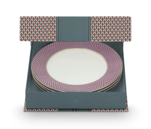 PiP Studio Flower Festival Scallop Frühstücksteller Set 4 in blau von Pip Studio