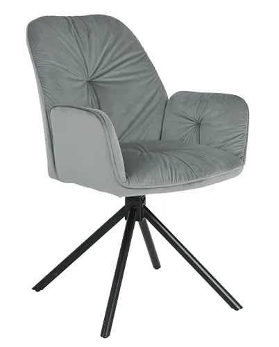 exitodesign Drehstuhl Esszimmer Koen 59x62x89 cm - Esszimmerstühle Gesteppt 360° Drehbar Bürostuhl Stuhl - für Esszimmer Küche Wohnzimmer Salon Schreibtisch (Grau)