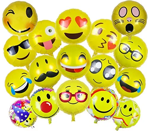 ballonfritz® Emoji Partyfotos Luftballon Set 15+2 in gelb von ballonfritz