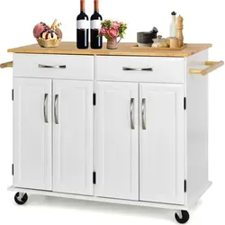 COSTWAY Küchenwagen mit Arbeitsplatte und Handtuchhalter