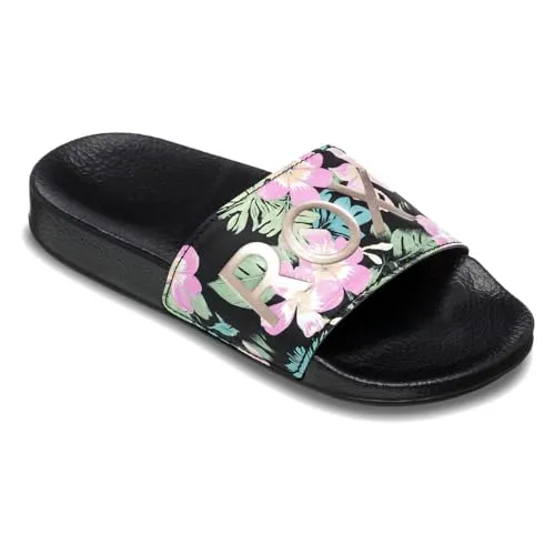 Roxy Rg Slippy Ii Sandale schwarz 32 EU - Kinder-Badeschuhe, stylische Sandale in Schwarz/Pink, ideal für den Sommer und bequem für kleine Füße.